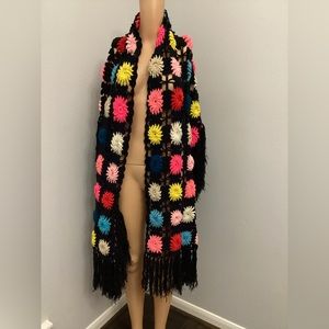Vintage crochet afghan cape wrap